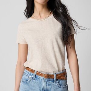 J.Crew Girlfriend Tee Beige Crewneck Cotton T-Shirt Size M